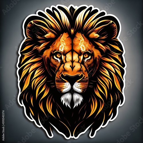 lion head in front. Lion head illustration  computer Generative AI stock illustration image