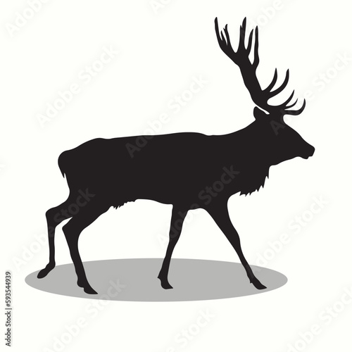 Red Dear silhouettes and icons. Black flat color simple elegant Red Dear animal vector and illustration.