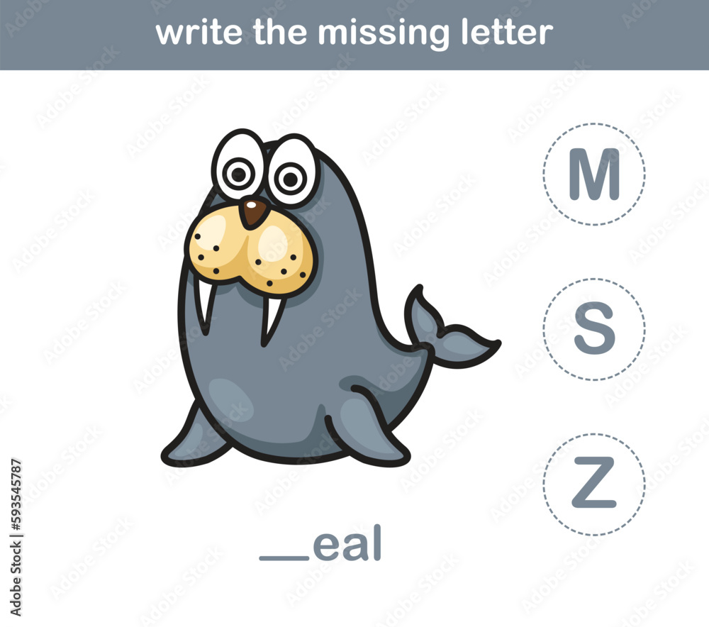 Obraz premium write the missing letter,illustration, vector