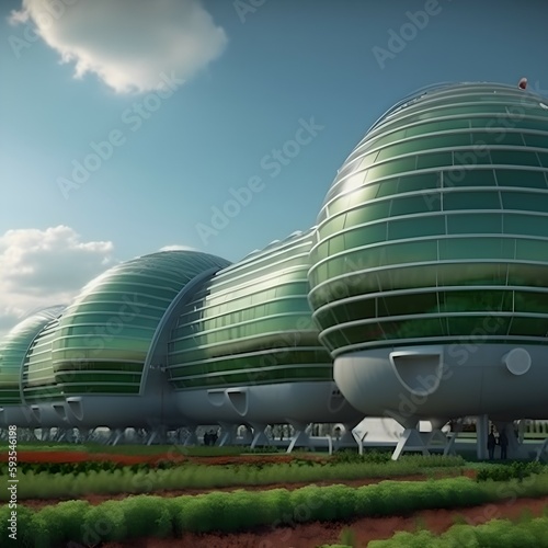 Futuristic agriculture greenhouse concept. The future of agriculture. generative AI illustration.
