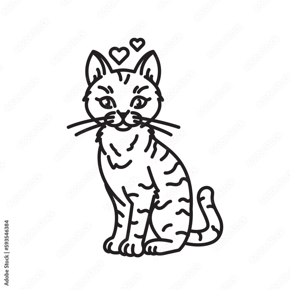 Cat in love vector illustration