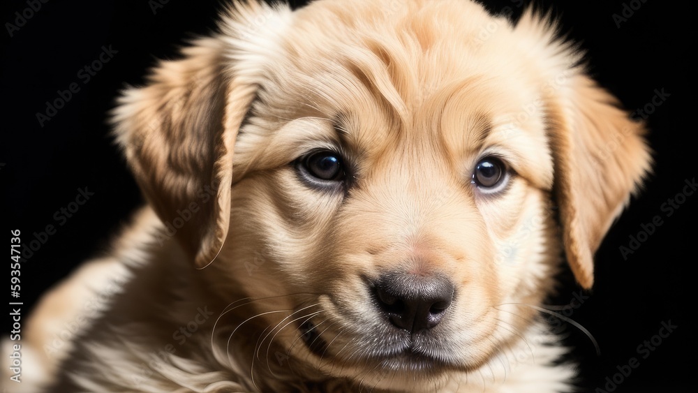 golden retriever puppy on a gray background