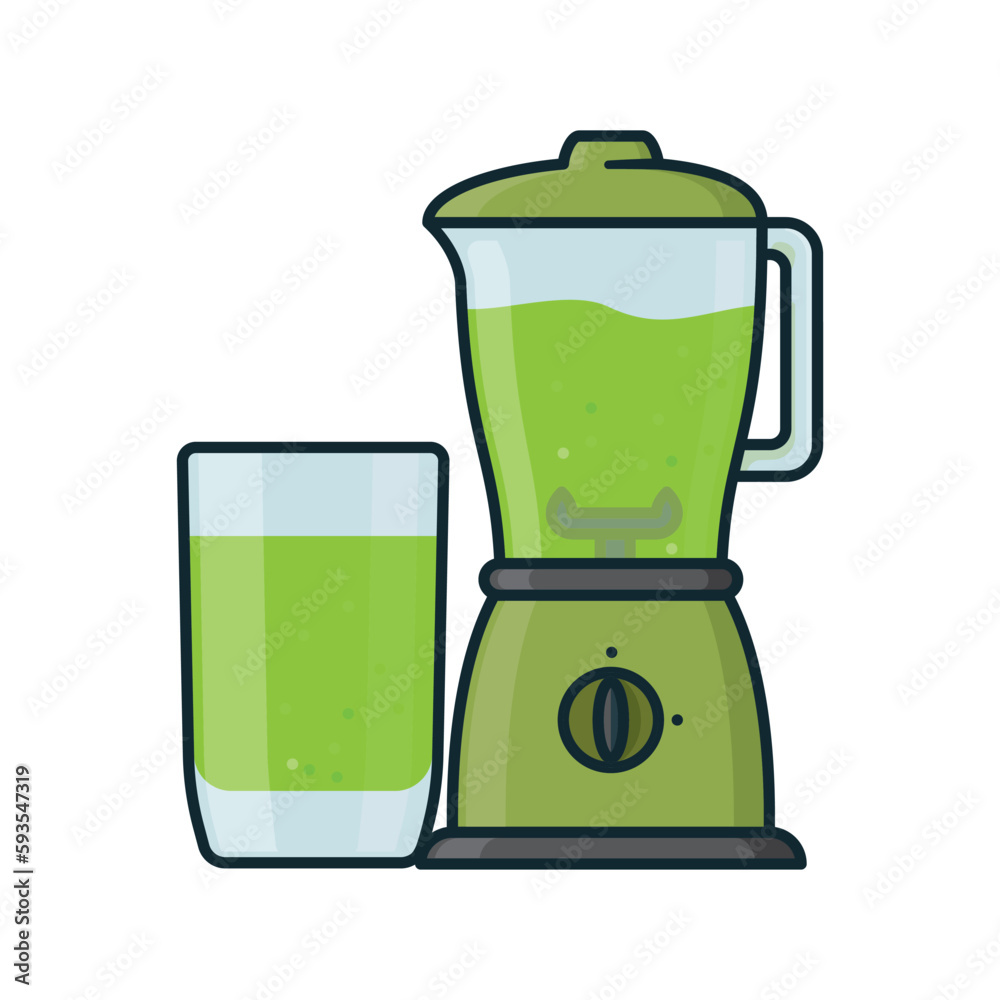 Smoothie drink in glass and blender isolated vector illustration for Green Juice Day on January 26 Smoothie drink in glass and blender isolated vector illustration for Green Juice Day on January 26