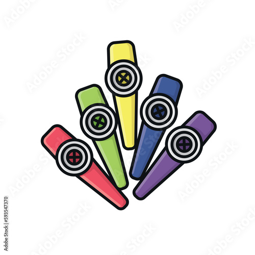 Five colorful Kazoos isolated vector illustration  for Kazoo Day on January 28