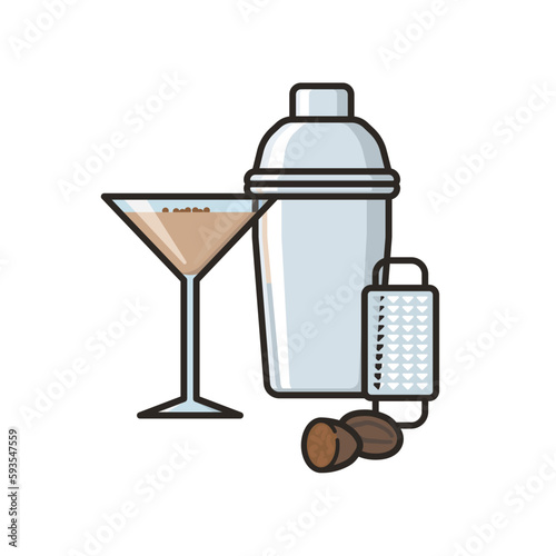 Brandy Alexander cocktail isolated vector illustration  for Brandy Alexander Day on January 31