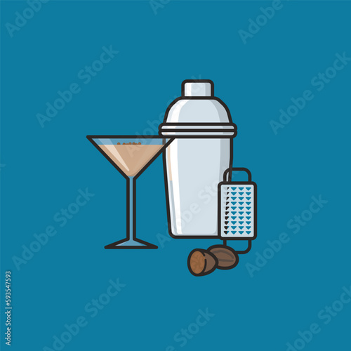 Brandy Alexander cocktail vector illustration for Brandy Alexander Day on January 31