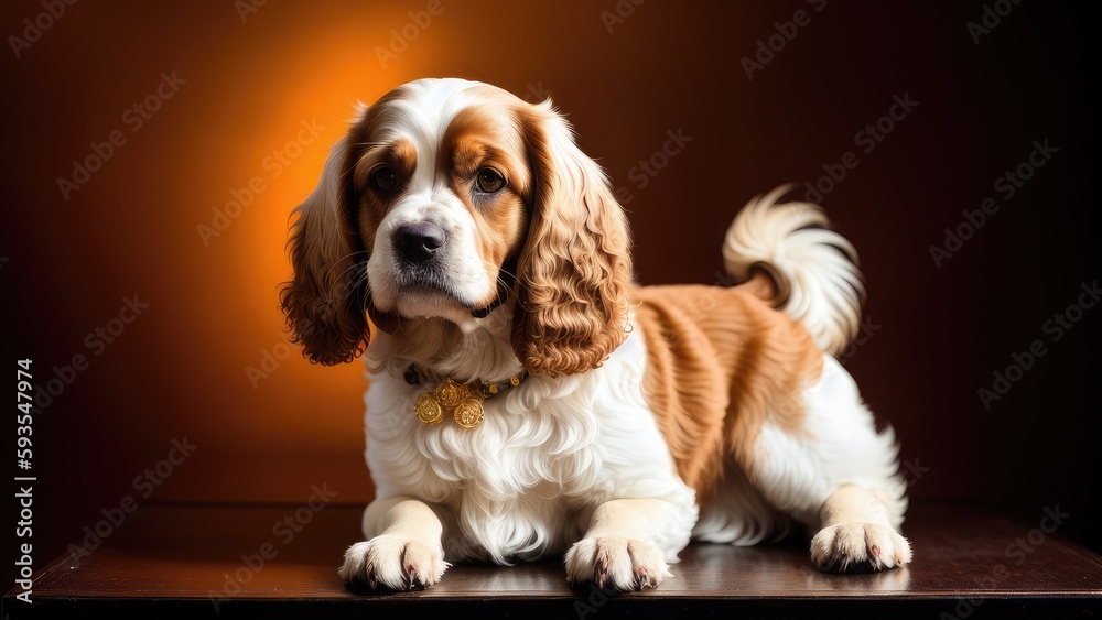 english cocker spaniel on a gray background