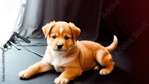 golden retriever puppy sitting on the floor