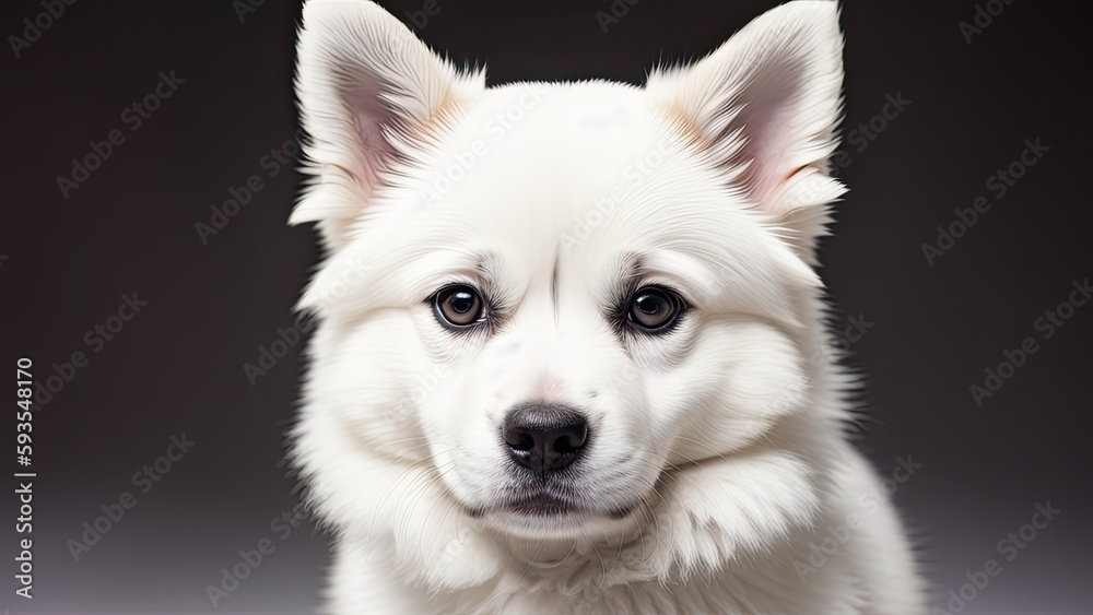 Obraz premium Japanese Spitz on a gray background