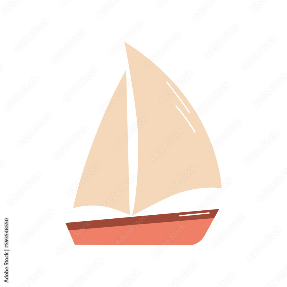 Sailboat flat vector illustration on white background Sailboat flat vector illustration on white background