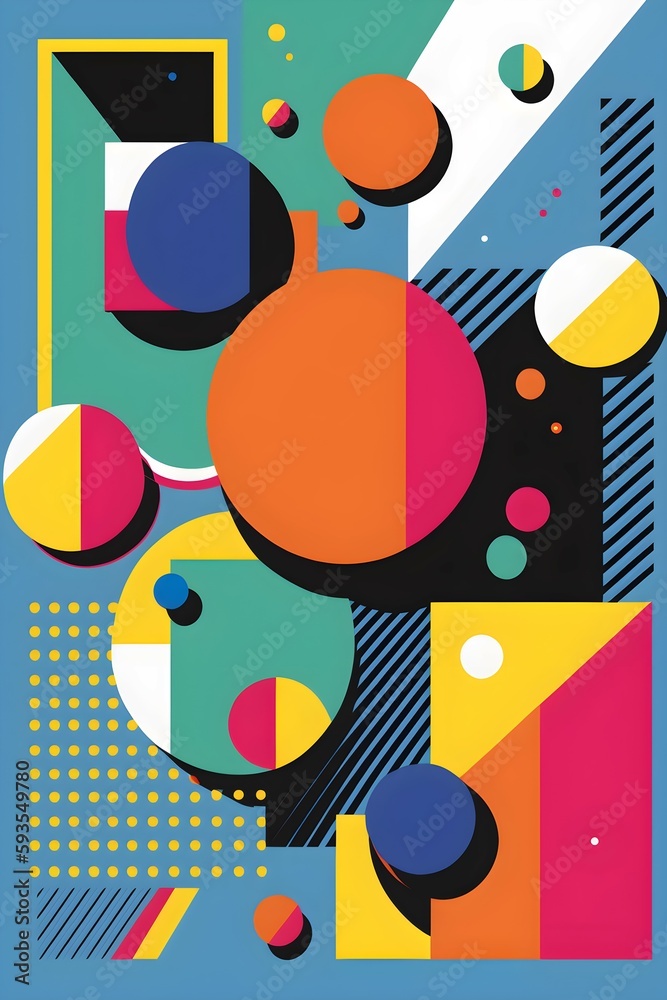 abstract colorful geometric shapes. generative AI illustration.