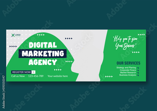Digital marketing facebook cover and corporate social media template 