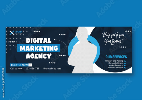 Digital marketing facebook cover and corporate social media template 