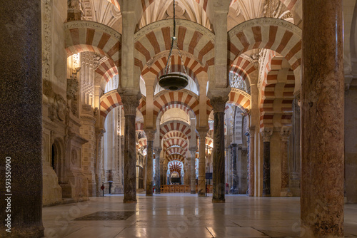 Interior of Mosque–Cathedral of Cordoba (Mezquita). Cathedral of Our Lady of the Assumption. Great Mosque of Cordoba, Spain photo