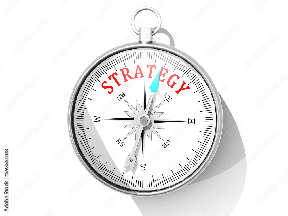 Strategy word printed on compass isolated Strategy word printed on compass isolated