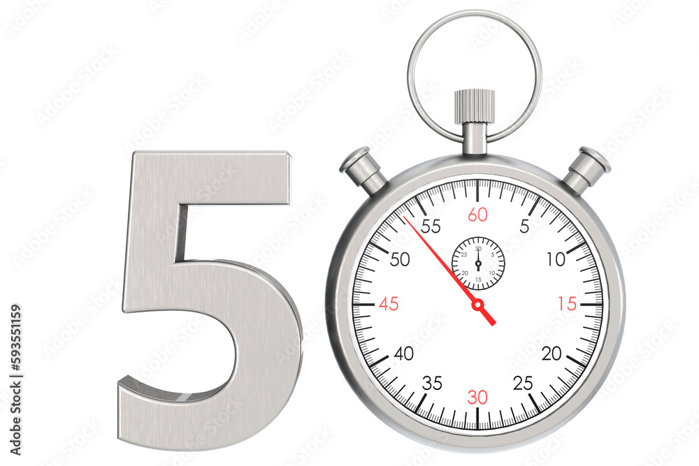 Metal stopwatch isolated for number 50 Metal stopwatch isolated for number 50