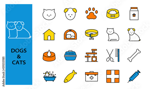 Cat and dog icons, vector illustration