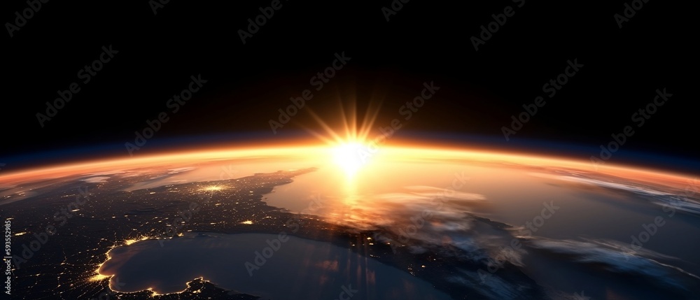 Majestic Sunrise Over Earth from the Cosmos - Generative ai