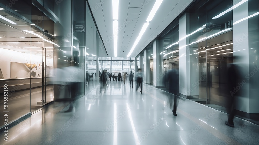 Fototapeta premium Long exposure captures business people in motion - Generative ai