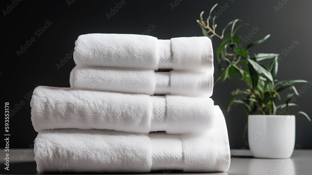 Stack of Soft White Towels - Generative ai Stack of Soft White Towels - Generative ai
