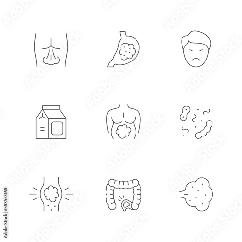 Set line icons of flatulence