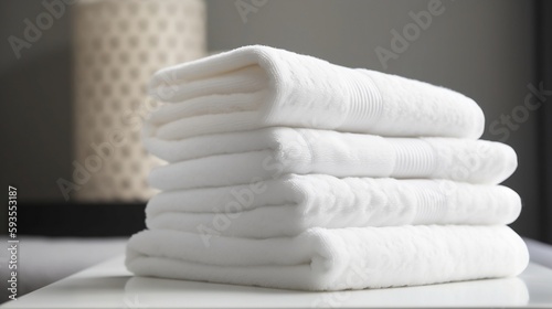  Stack of White Spa Towels - Generative ai