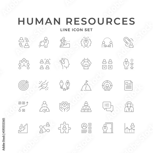 Set line icons of human resources