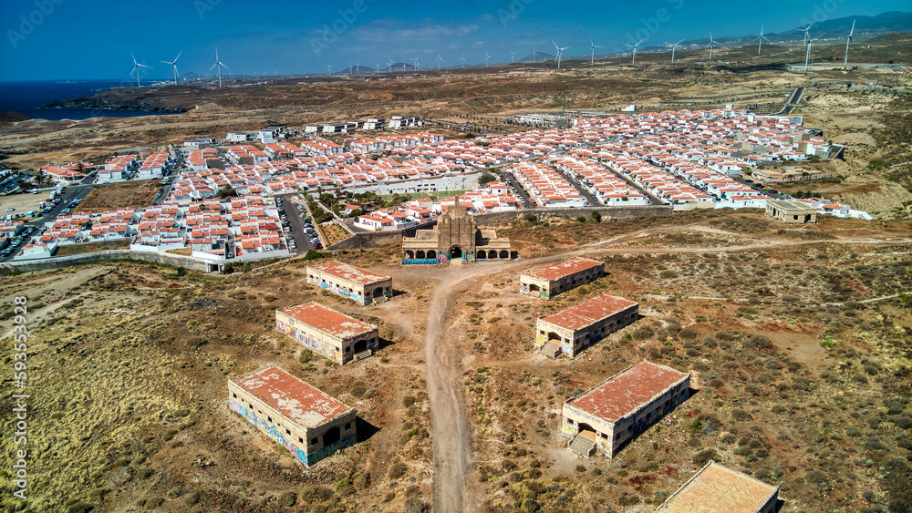 Tomas aéreas con dron del antiguo Sanatorio y leprosería de Abades y Abona, Tenerife, Canarias.