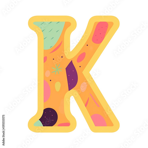 K letter, cute design_ Generative AI