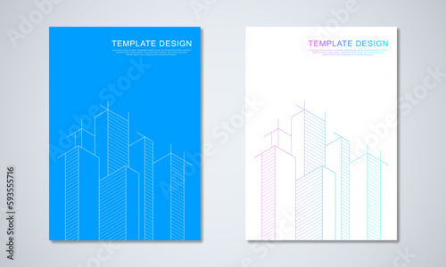 Architectural drawing with building construction for the book cover, brochure, flyer, poster, presentation, and other design