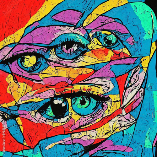 Colorful popart eyes Generative AI