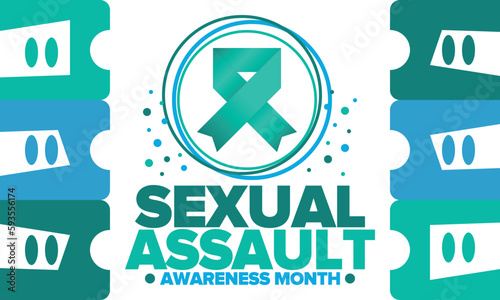 Sexual Assault Awareness Month in April. Annual campaign to promote education and the prevention of sexual violence. Social awareness symbol. Stop violence. Vector illustration