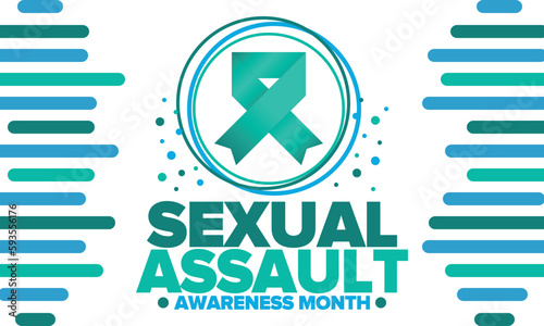 Sexual Assault Awareness Month in April. Annual campaign to promote education and the prevention of sexual violence. Social awareness symbol. Stop violence. Vector illustration