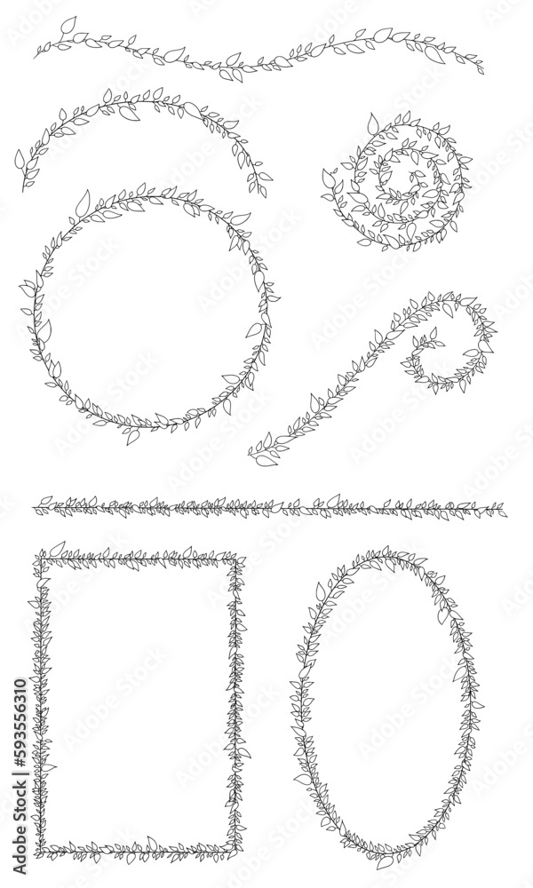 Fototapeta premium Blätter Ornamente auf Linien für Journals