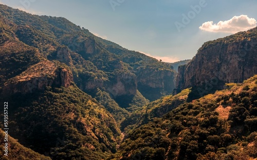 Scenic view of the Canon de la Garita, Sierra Penjamo on a sunny day in Guanajuato, Mexico photo