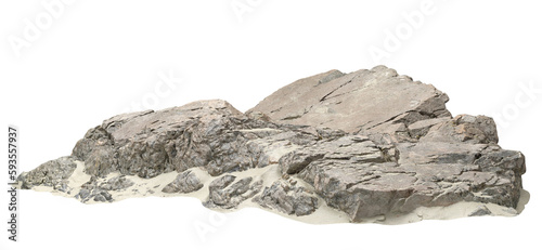 Rock stones on beach grounds cutout backgrounds 3d render png