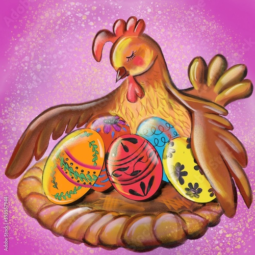 easter eggs and chicken 
