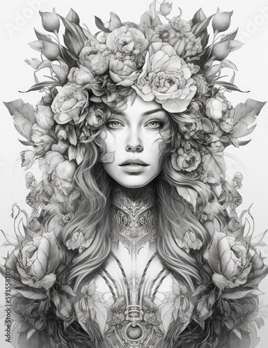 Adult Coloring Pages Robots, Factories, Animals, Women, and Cake AI Generated

