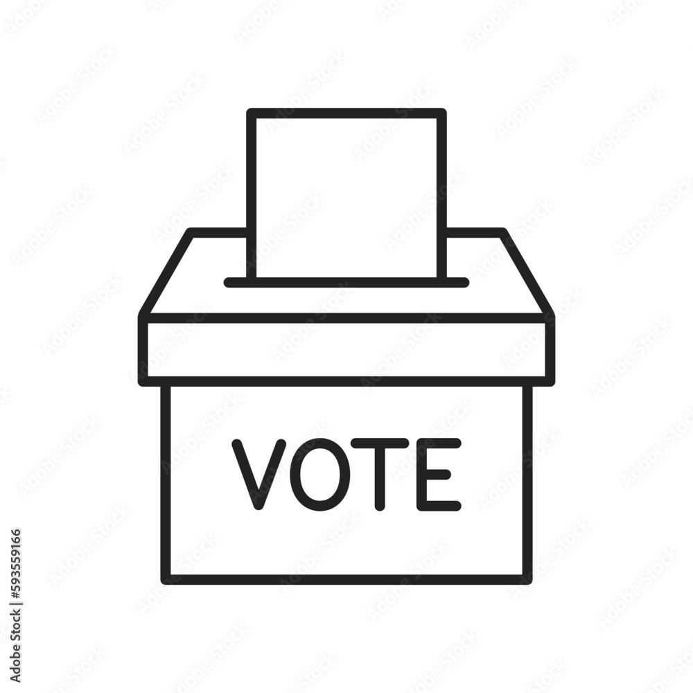 Voting paper and ballot box outline icon. Vector illustration. Voting paper and ballot box outline icon. Vector illustration.