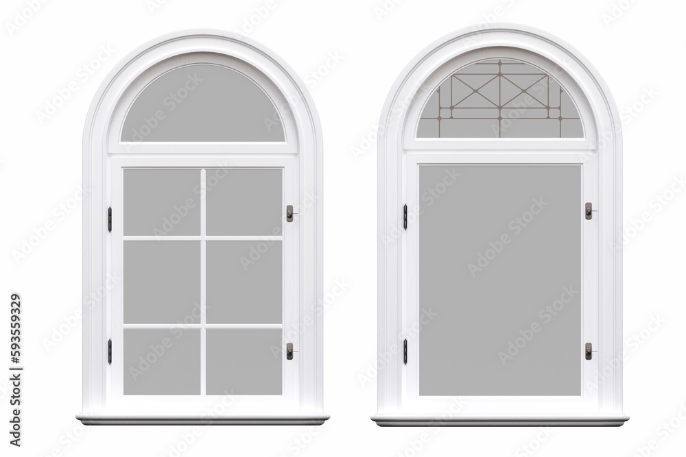 windows in the interior isolated on white background, 3D illustration, cg render windows in the interior isolated on white background, 3D illustration, cg render