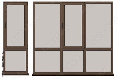 windows in the interior isolated on white background  3D illustration  cg render