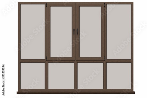 windows in the interior isolated on white background  3D illustration  cg render