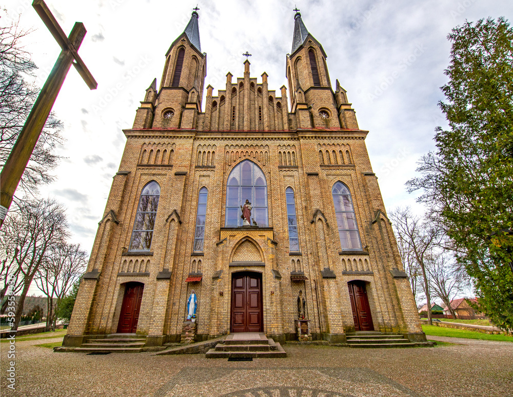 Built in 1912 in the neo-Gothic style, the Roman Catholic church of St. Anne in Krynki, Podlasie, Poland.