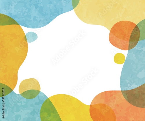 水彩風の背景フレーム　イラスト　シンプル　枠　テクスチャ　飾り　装飾　カラフル　素材　デザイン　質感