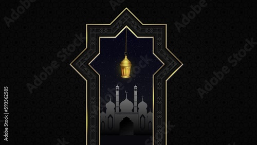 Eid Mubarak Background Video Golden Black Color and Lantern | Ramadan Kareem Blank Background Video