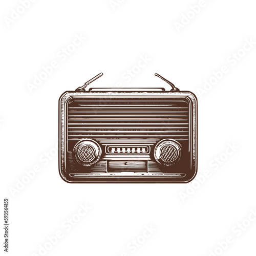Vintage logo of a radio. an old-school logo of a tape recorder. Aesthetic retro logo of a radio isolated on white background. vector logo.