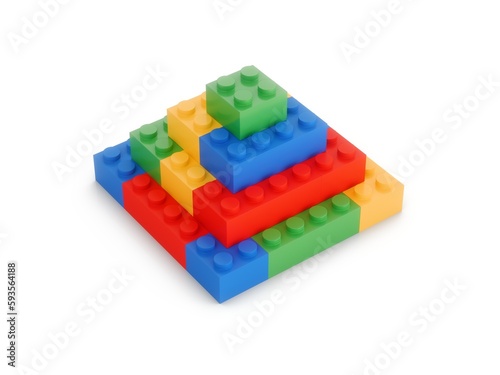 3D Rendering Colorful Toy Bricks Isolated on white Background