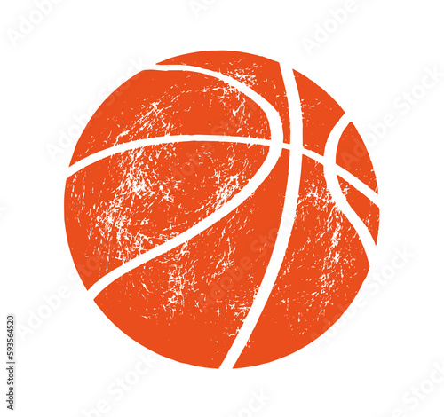 Textured basketball ball icon on white background © zhu