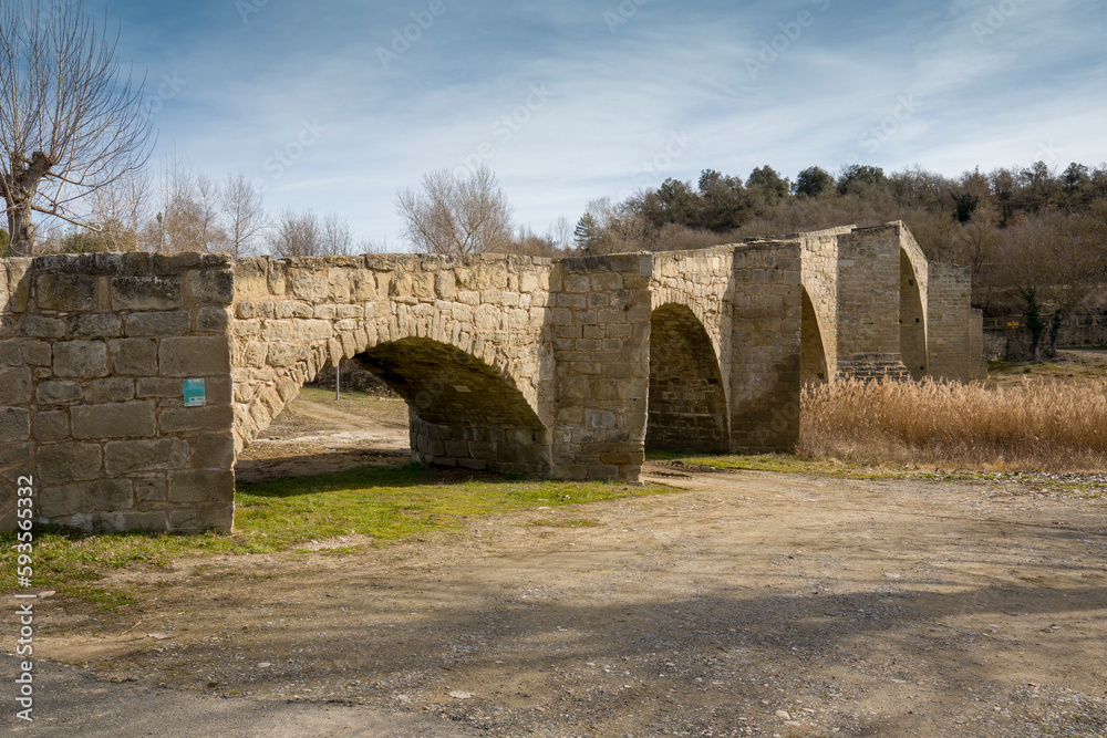 Medieval bridge of Capella in Huesca Aragon Spain