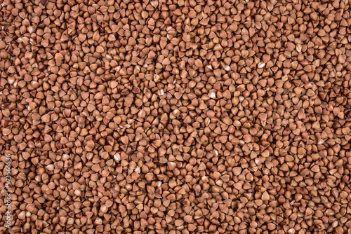 buckwheat groats texture background. Natural healthy food, vegan diet. 